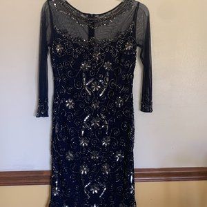 Cocktail/Wedding, short, 3/4th sleeve beaded dress